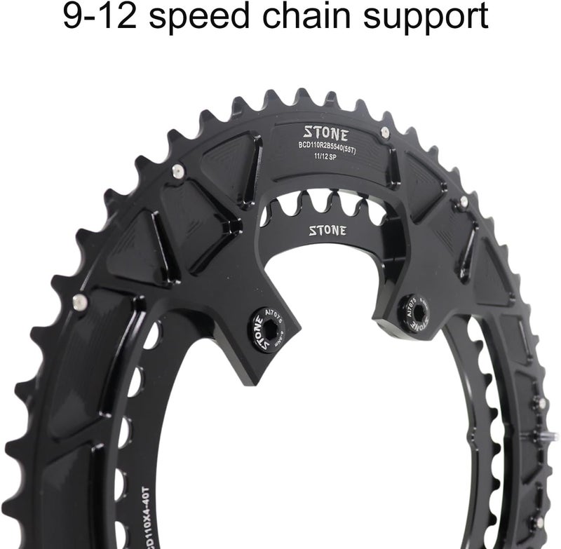 DJC Components DJC Stone 110bcd Round Double Chainring for Shimano 105 R7100 UT R8100 DA R9200 Road Bike 56-42T 55-40T 54-40T 53-39T 52-36T 50-34T 48-33T 46-32T - Image 3
